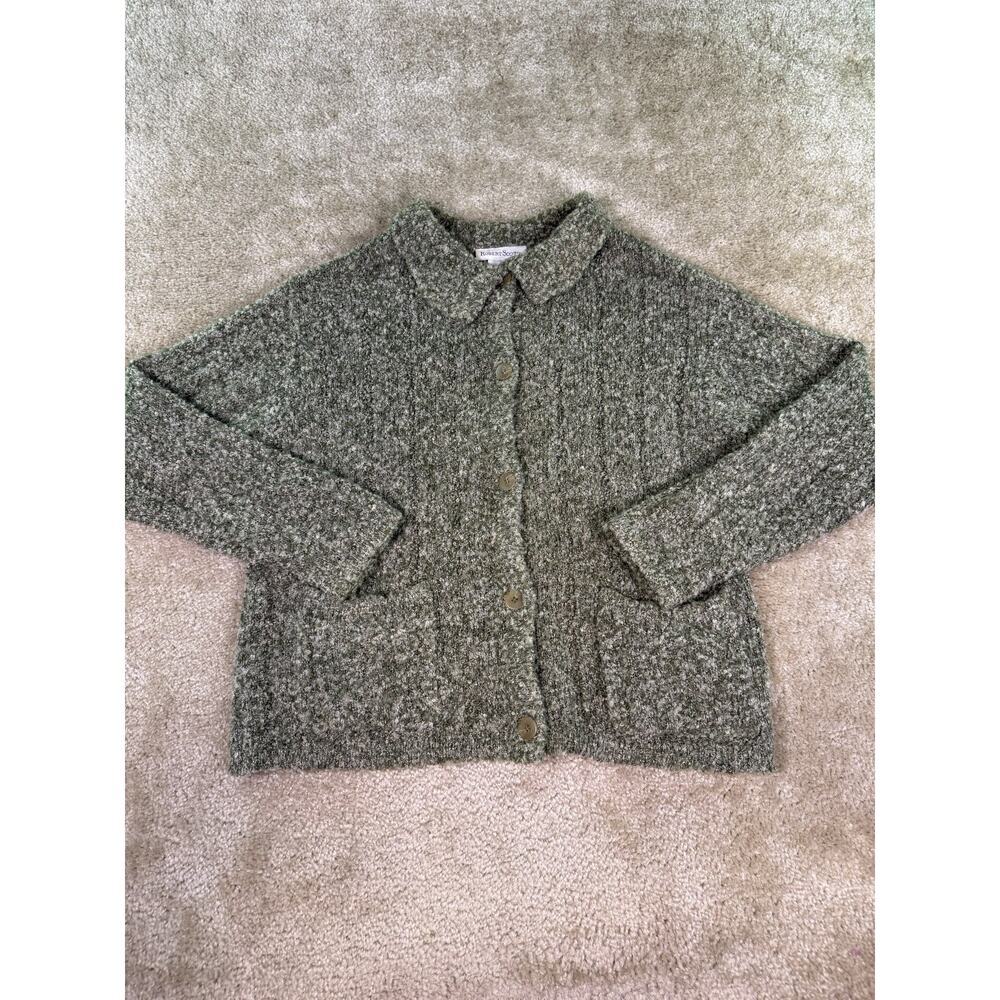 Vintage Robert Scott Womens Cardigan Sweater Size Small Wool Blend Olive E412